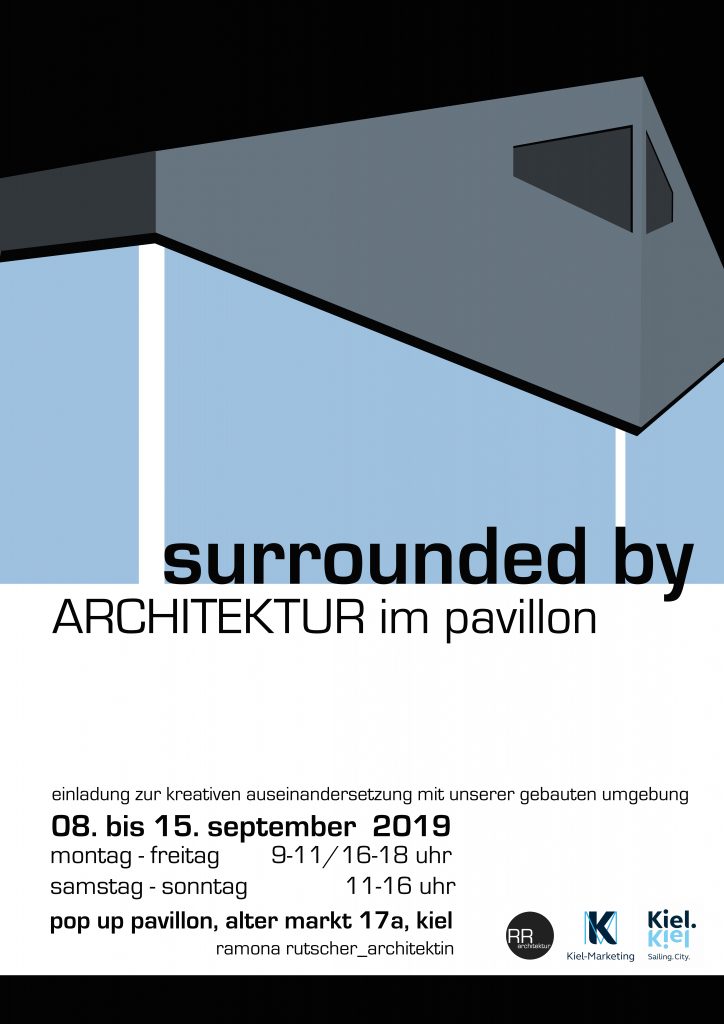 Plakat der Veranstaltung "sourrounded by" von 8. bis 15. September 2019 in Kiel.